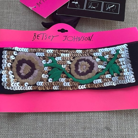 Betsey Johnson Women Headband Multi Color Sequins Neckband Wristband Multi Use - Picture 4 of 9